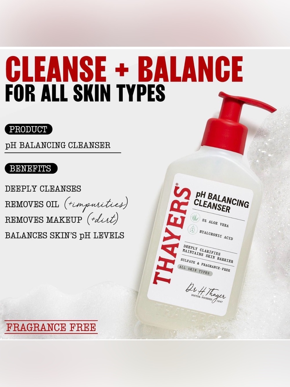 Thayers pH Balancing Daily Cleanser Aloe Vera Face Wash 8oz